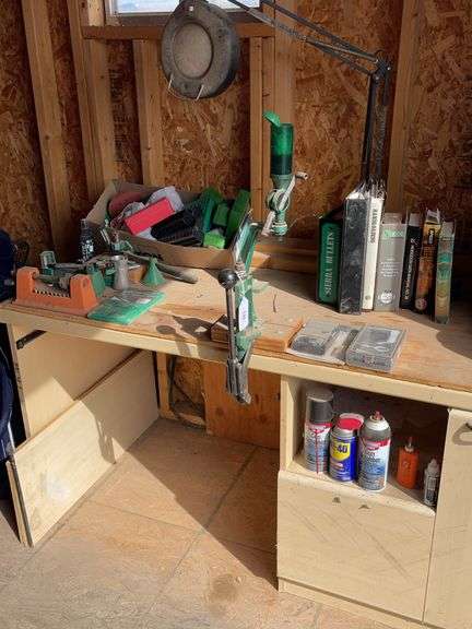 Reloading Table with Equipment and Books