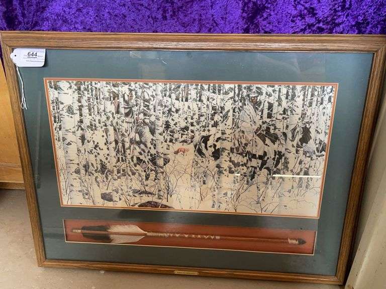 Framed and Matted “Woodland Encounter” by Bev Doolittle Print with Decorative Arrow