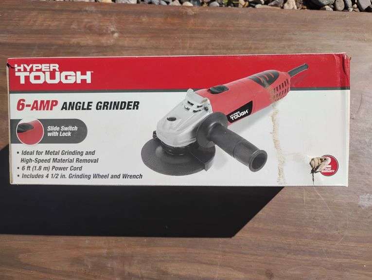 Hyper Tough 6 Amp Angle Grinder with Pictured Assesories