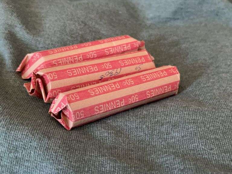 Three Rolls of Wheat Pennies