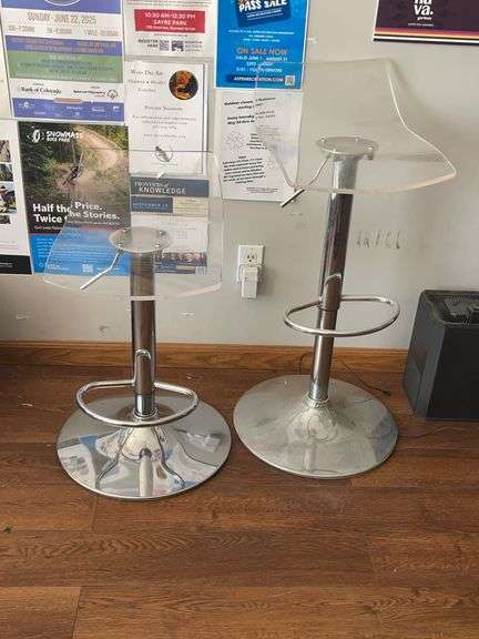 Pair of Acrylic Adjustable Stools