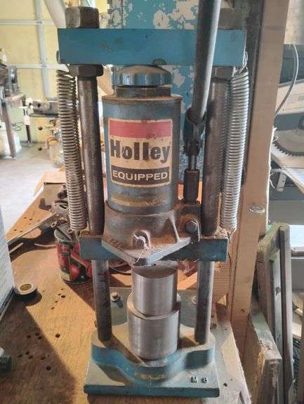 Holley Equipped 12 Ton Shop Press With Large Steel Cylinders