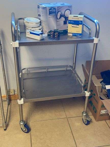 Stainless Steel Rolling Rack with Safeguards - Does Not Include Items