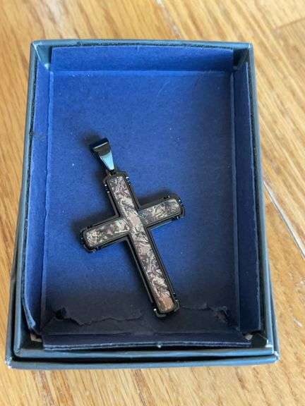 Stainless Steel Camo Cross Pendant