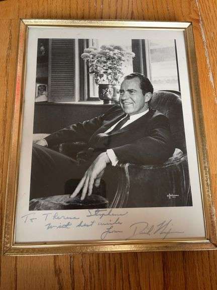 Framed and Signed Richard Nixon Picture