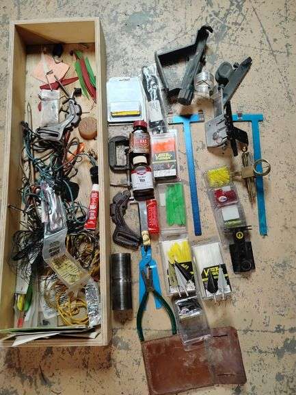Assorted Archery Equipment, Fletching Kits, Glue, Sights, String Wax, Knocks, and More