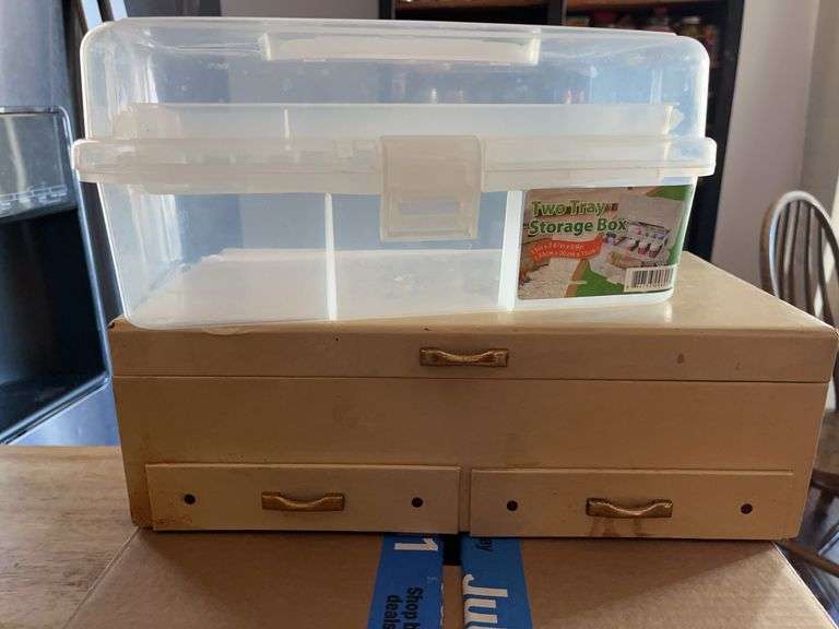 Two Tray Storage Unit with Jewelry Box