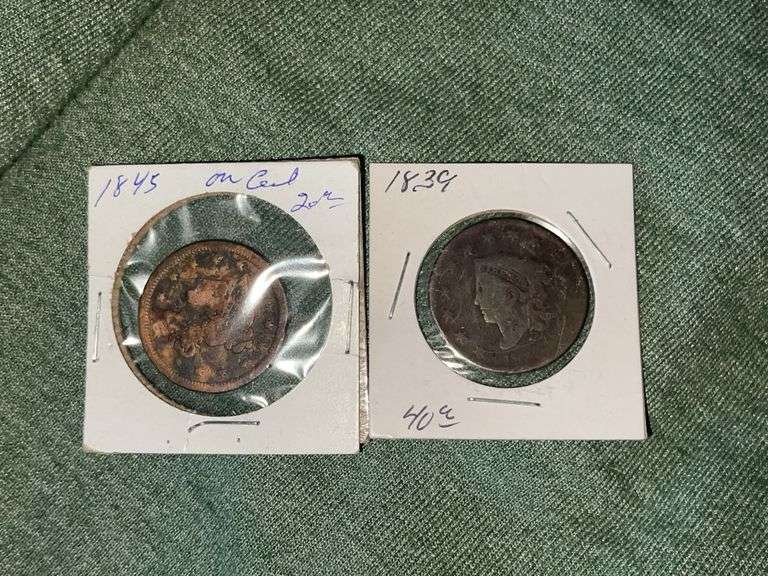 Two Antique One Cent Coins