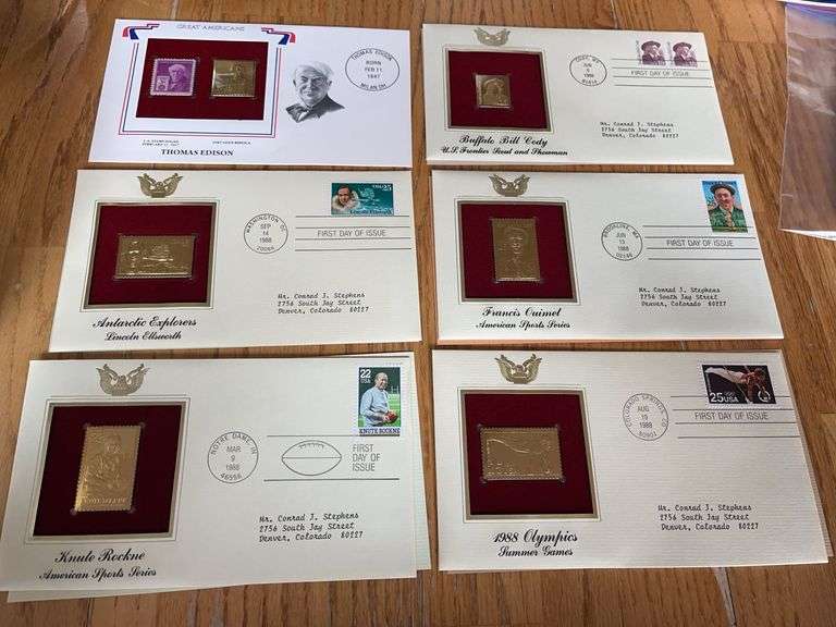 Historical Figures Collectible Gold Stamps