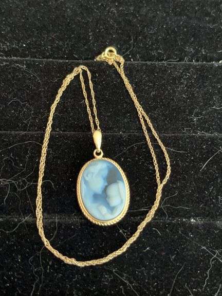 Blue Agate or Onyx Mother and Cgild Cameo