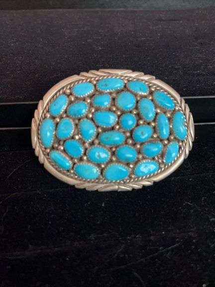 Turquoise and Sterling Belt Buckle