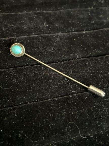 Turquoise and Sterling Lapel Pin
