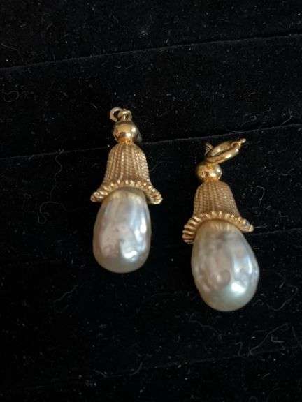 Two Goldtone and Faux Pearl Pendants