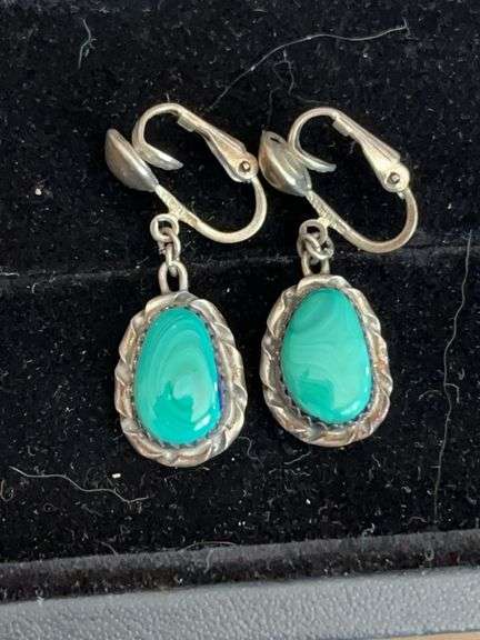 Silver and Turquoise Clip Earrings