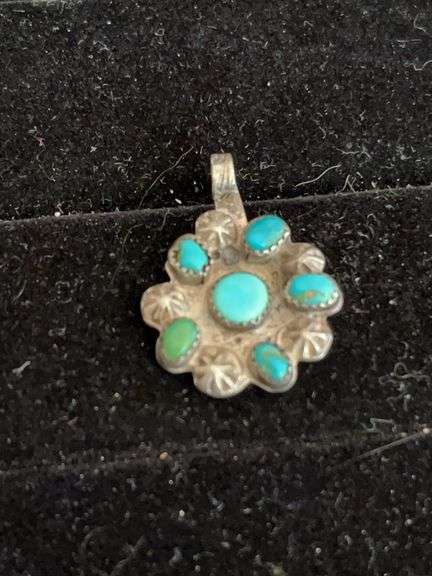 Turquoise and Silver(?)Pendant