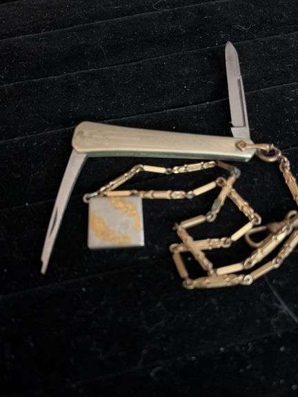 Employee Ninth Ward 5-4-1942 Charm on Chain with Pocket Knife