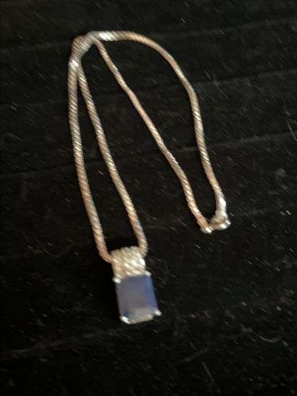Sterling Silver Chain and Pendant with Blue Stone