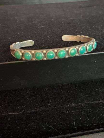 Sterling and Green Turquoise Cuff Bracelet