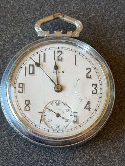 Vintage Elgin Pocket Watch - Cracked Face Cover