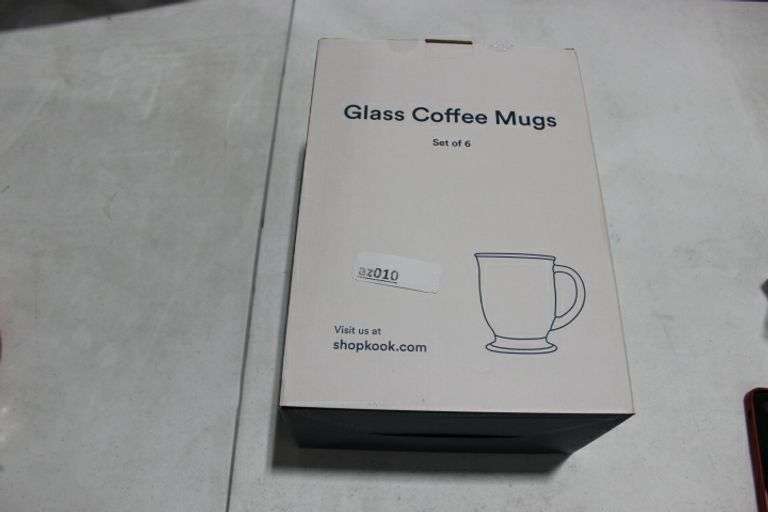 Kook Glass Coffee Mugs, By Kook, Clear Glass Coffee Mugs, Espesso Cups, 15 Oz, Set Of 6, For Drinking Hot Beverages, Tea, Latte, Cappuccino, Large Capacity Grade:AvB Retail:$27.95