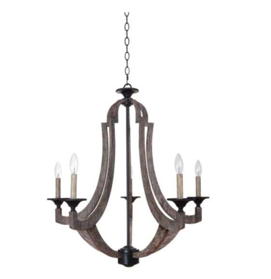 Craftmade 35125-WP, Winton Large 1 Tier Chandelier Lighting, 5 Light, 100 watt, Weathered Pine $288 box