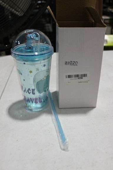 Suicra Dinosaur Straw Cup Plastics Double Layer Insulation Cartoon Doll Cup (Blue) Grade:AvB Retail:$12.9