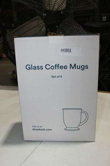 Kook Glass Coffee Mugs, By Kook, Clear Glass Coffee Mugs, Espesso Cups, 15 Oz, Set Of 6, For Drinking Hot Beverages, Tea, Latte, Cappuccino, Large Capacity Grade:AvB Retail:$27.95