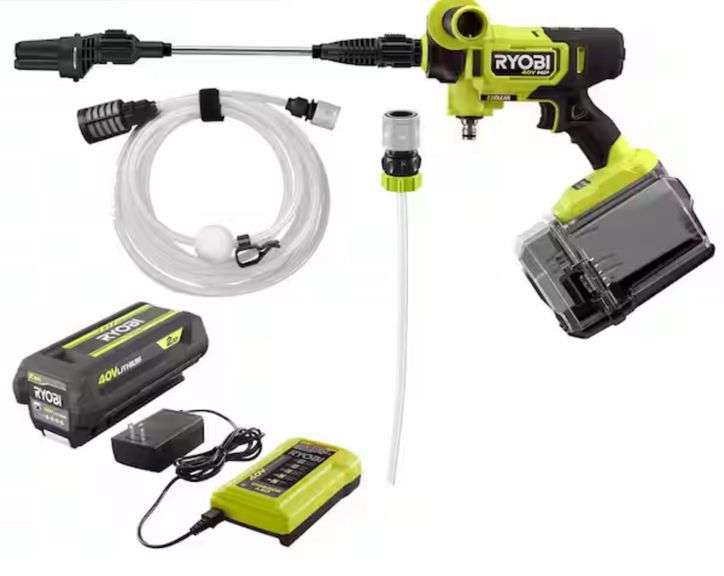 RYOBI
ONE+ HP 18V Brushless EZClean 600 PSI 0.7 GPM Cordless Battery Cold Water Power Cleaner with 4.0 Ah Battery and Charger $159 tested box