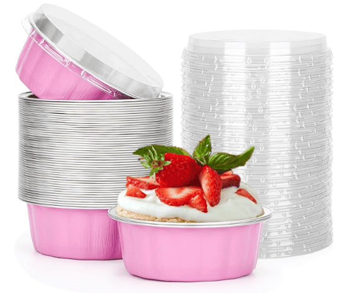 Disposable Mini Ramekins Beasea Disposable Ramekins With Lids Pink, 8Oz 200 Pack Aluminum Cups ...