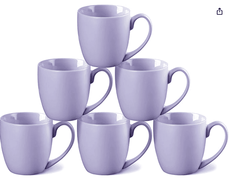 Thexxlmug Coffee Mugs 16Oz Set Of 6, Ceramics Coffee Cups For Latte, Hot Tea, Cappuccino, Mocha, Cocoa Turquoise, Tea, Dishwasher, Oven, Microwave Safe, White Grade:AvB Retail:$69.99