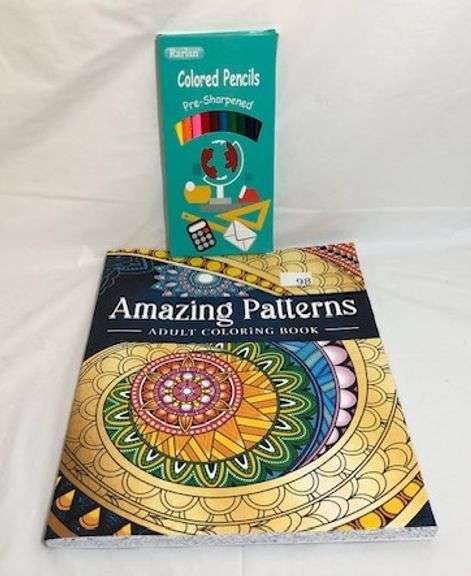 Amazing Patterns Coloring Book & Colored Pencils - Auction HUB Texas