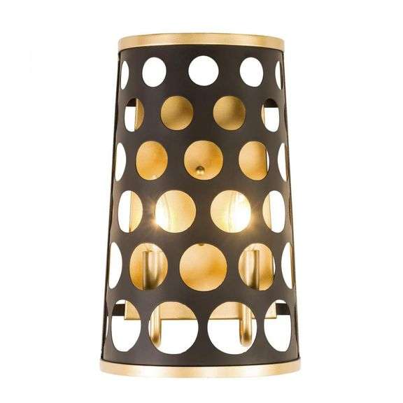 LIGHTING, Bailey 2-Lt Wall Sconce - Matte Black/French Gold (346W02MBFG)  Dimensions Height: 12.00" Width: 8.00" Finish Matte Black/French Gold RETAIL $299.00