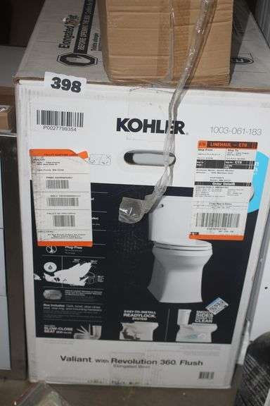 KOHLER 003 061 183 VALIANT WITH REVOLUTION 360 FLUSH TOILET $338.73 ...