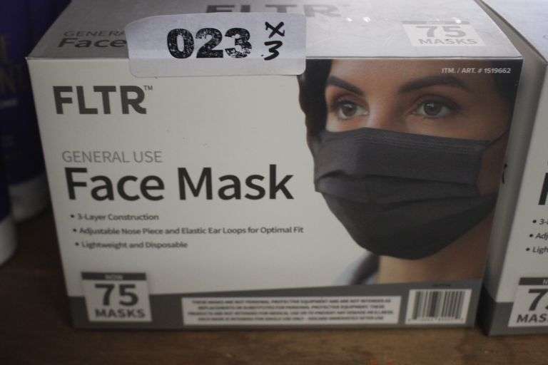 GENERAL USE FACE MASK, BLACK, 75 COUNT RETAIL $16.754