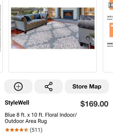 STYLEWELL LARGE 8FTX10FT INDOOR OUTDOOR AREA RUG NEW IN PLASTIC RETAIL ...