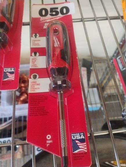 Milwaukee #1 Square Drive Screwdriver with 3" Shaft. A durable square drive screwdriver featuring a 3-inch shaft and a laser-etched, anti-slip tip for enhanced grip. - $7 - 10