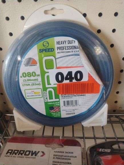 SPEED Heavy Duty Professional Trimmer Line, .080 in x 175 ft. A 175-foot spool of .080-inch heavy-duty professional trimmer line for string trimmers, which includes a line cutter. - $12 - 18
