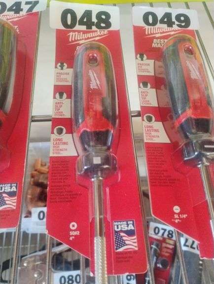 Milwaukee 4 in. SQ#2 Square Drive Screwdriver. A durable screwdriver featuring a high-strength steel shank and a laser-etched, anti-slip tip for a precise fit. - $8 - 12