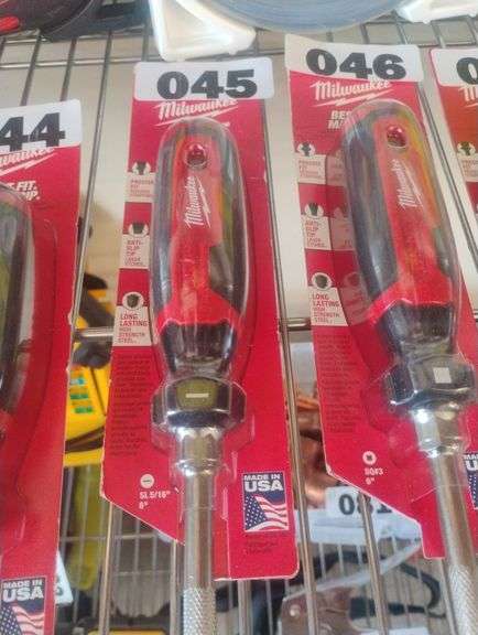 Milwaukee 5/16 in. x 6 in. Slotted Screwdriver. A durable screwdriver featuring a laser-etched, anti-slip tip for a precise fit that reduces fastener stripping. - $9 - 12