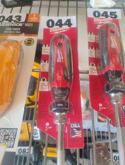 Milwaukee 3/8 in. x 8 in. Slotted Screwdriver with Square Shank. This screwdriver features a high-strength steel, square shank and a laser-etched, anti-slip tip for improved fastener engagement and durability. - $10 - 15