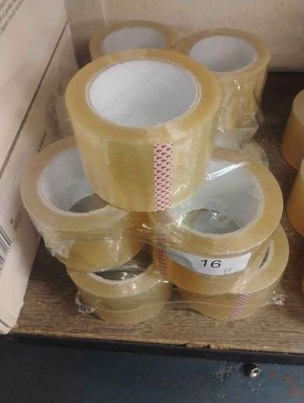 Clear Carton Sealing Tape. A transparent adhesive tape on a roll designed for sealing corrugated cardboard boxes and other packages. - $15 - 25