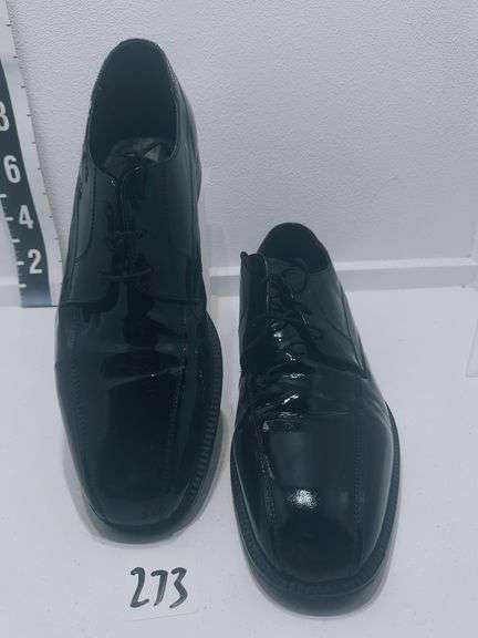View of Men's Black Patent Leather Square Toe Dress Shoes size 13. Formal men's ...