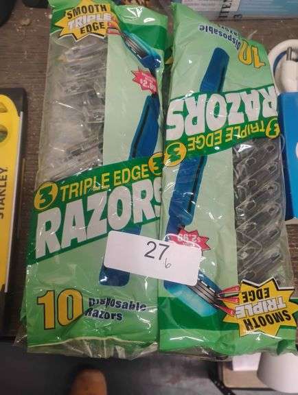 Smooth Triple Edge 10-Pack Disposable Razors. A package of ten disposable razors, each with three blades for a close shave. - $2.99