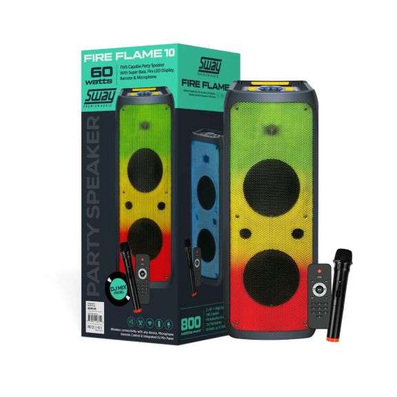 $249 NEW 60 WATT FIRE FLAME 10 PARTY SPEAKER WITH LED LIGHTS