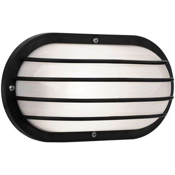 Newport Coastal Oval Nautical 10 In. Black Outdoor Wall Mount Light With Grill Grade:A Retail:$50