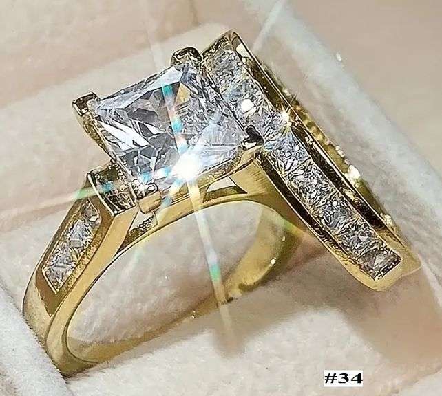 Diamond Simulant Wedding Ring 2pc Set