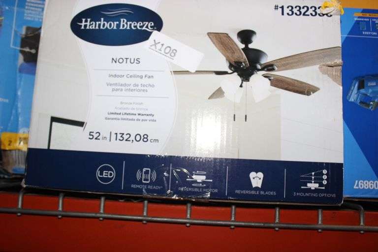 Harbor Breeze Notus 52-In Bronze With Mocha/Sienna Blades Ceiling Fan With Light ( 5 -Blade ) Retail:$121