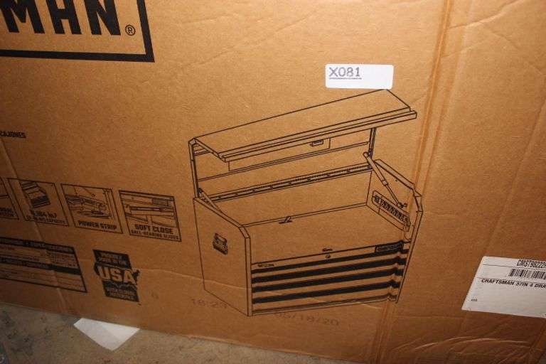 Craftsman 2000 Top Chest, 4 Drawer, Red, Steel, 37 In W X 18 In D X 28 In H Retail:$330