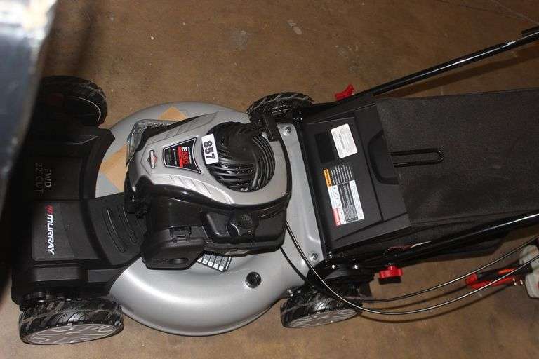 BRIGGS & STRATTON E550 PRIME SELF PROPELLED LAWN MOWER WITH FRONT WHEEL DRIVE AND BAGGER RETAIL $379.00