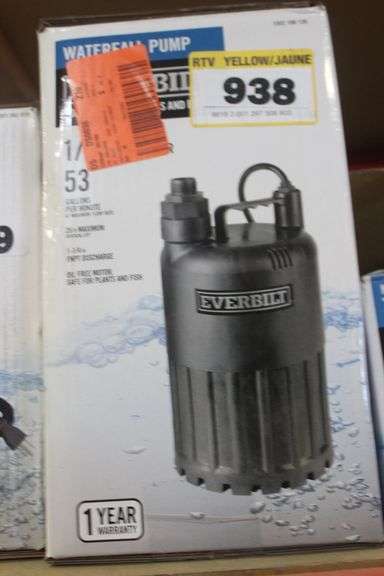 `EVERBILT WATERFALL PUMP $219.00